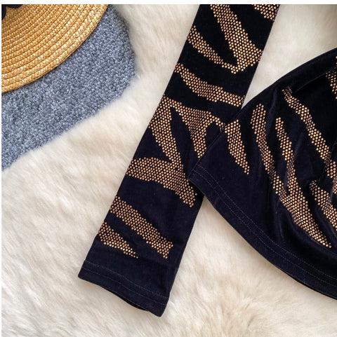 Rhinestone Studded Zebra Print Top