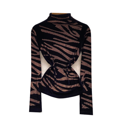 Rhinestone Studded Zebra Print Top