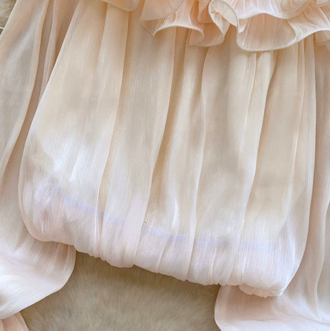 Off-shoulder 3D Ruffled Chiffon Shirt