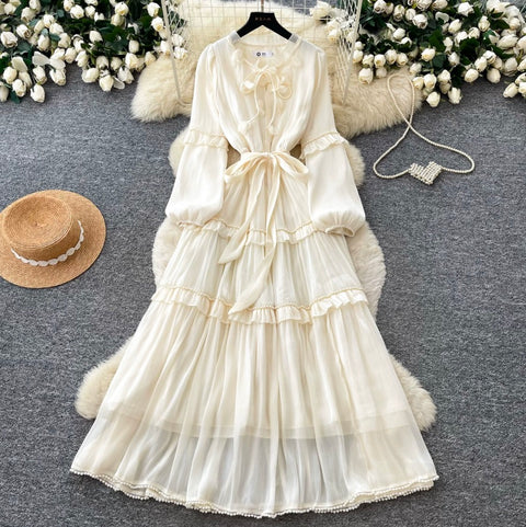 French Style A-line Ruffled Dress