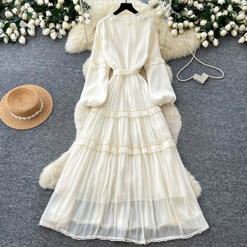 French Style A-line Ruffled Dress