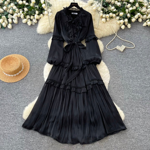 French Style A-line Ruffled Dress