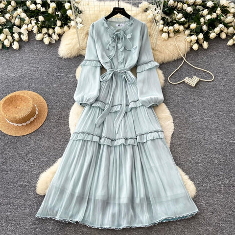 French Style A-line Ruffled Dress