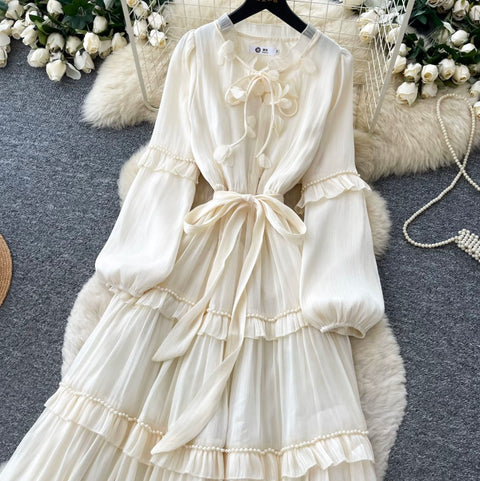 French Style A-line Ruffled Dress