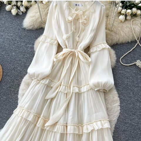 French Style A-line Ruffled Dress