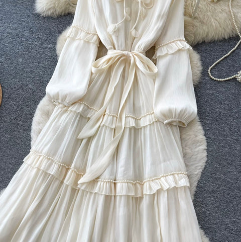 French Style A-line Ruffled Dress