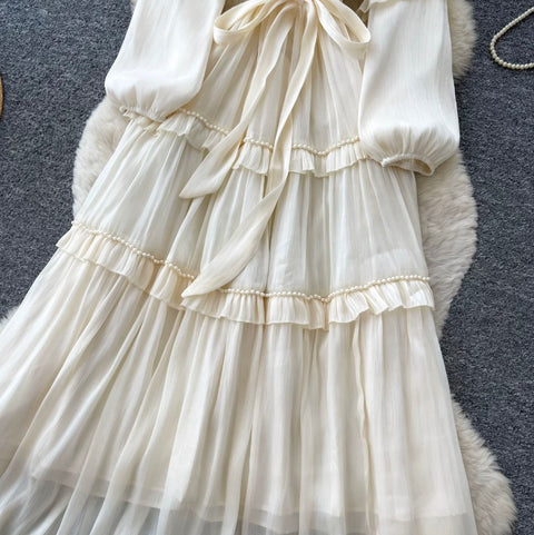 French Style A-line Ruffled Dress