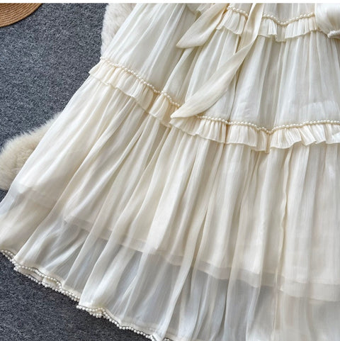 French Style A-line Ruffled Dress