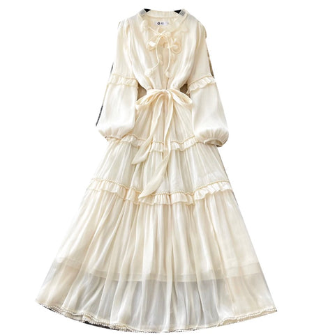 French Style A-line Ruffled Dress