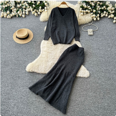 Soft Sweater & Fishtail Skirt 2Pcs