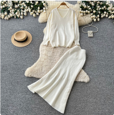 Soft Sweater & Fishtail Skirt 2Pcs