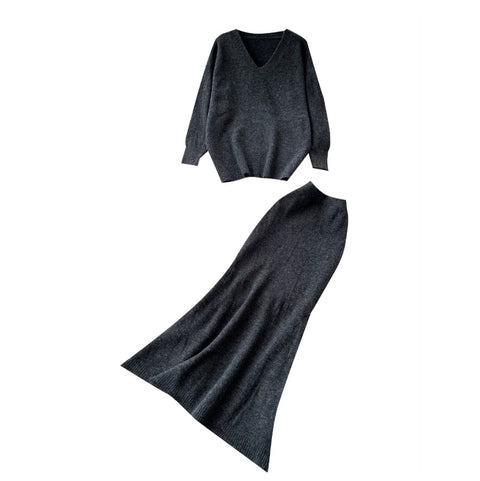 Soft Sweater & Fishtail Skirt 2Pcs