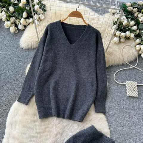 Soft Sweater & Fishtail Skirt 2Pcs