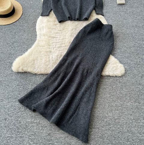 Soft Sweater & Fishtail Skirt 2Pcs