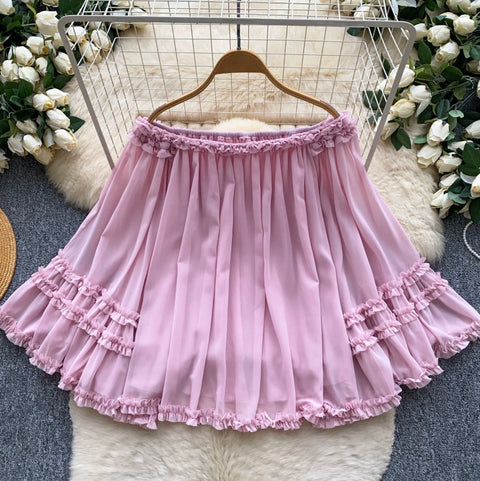 Off-shoulder Ruffled Cake Shirt