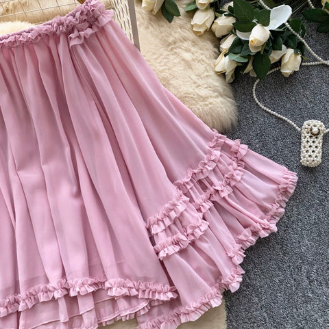 Off-shoulder Ruffled Cake Shirt