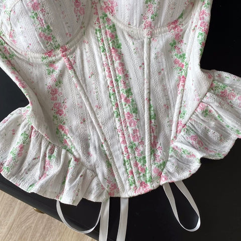 Sweetie Floral Print Fishbone Camisole