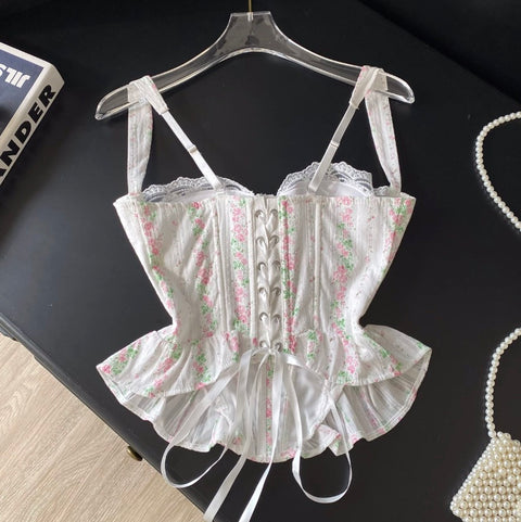 Sweetie Floral Print Fishbone Camisole