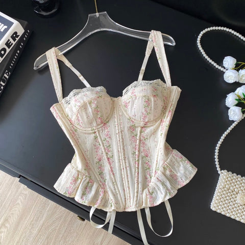 Sweetie Floral Print Fishbone Camisole