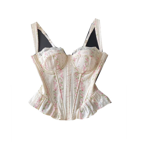 Sweetie Floral Print Fishbone Camisole