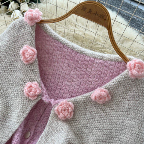 Sweetie Doll-collar Sweater & Skirt 2Pcs