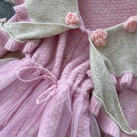 Sweetie Doll-collar Sweater & Skirt 2Pcs