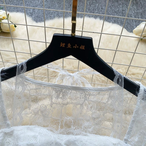 Flared Sleeve White Lace Top