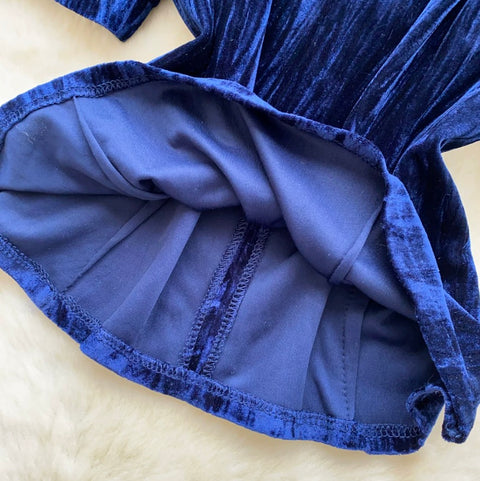 French Style Blue Velvet Top