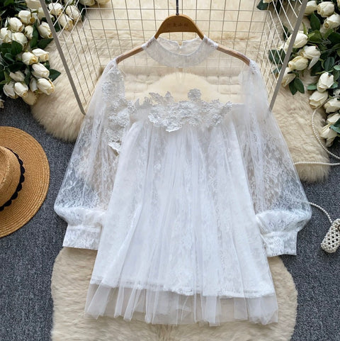 Fairy Beaded Mesh Patchwork Shirt