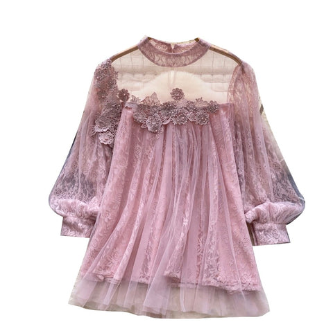 Fairy Beaded Mesh Patchwork Shirt