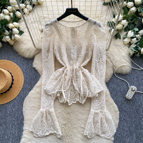 French Style Flared Sleeve Lace Cardigan