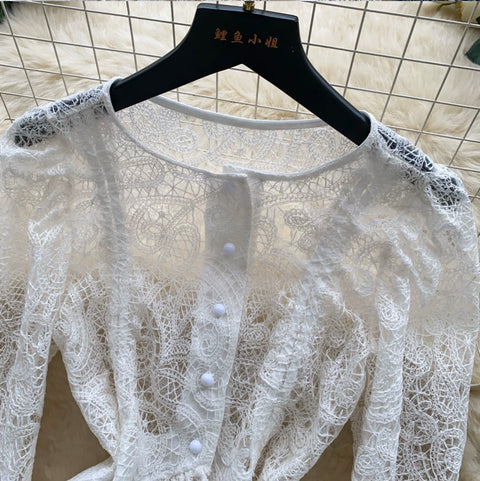 French Style Flared Sleeve Lace Cardigan
