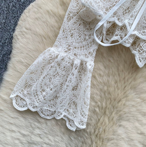 French Style Flared Sleeve Lace Cardigan
