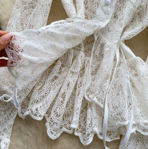 French Style Flared Sleeve Lace Cardigan