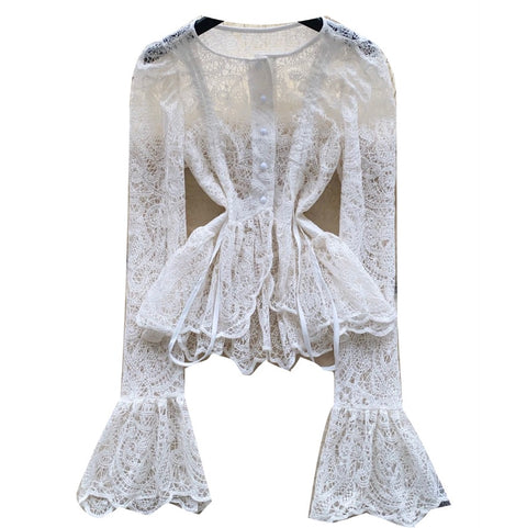 French Style Flared Sleeve Lace Cardigan