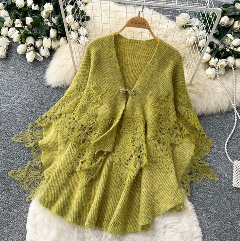 Cardigan&Slip Dress Knitted Patchwork 2Pcs
