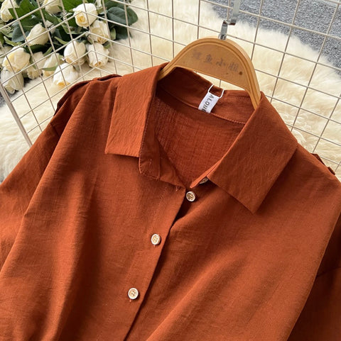 Drawstring Shirt & Trousers Casual 2Pcs