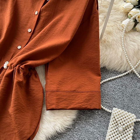 Drawstring Shirt & Trousers Casual 2Pcs