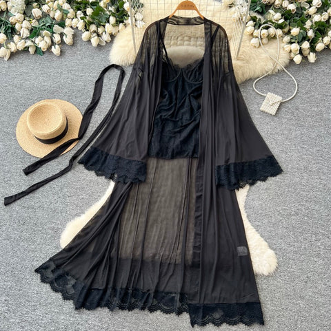 Lace Shawl & Slip Dress 2Pcs