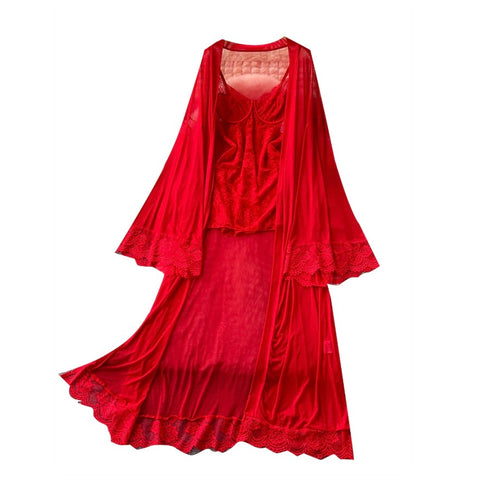 Lace Shawl & Slip Dress 2Pcs