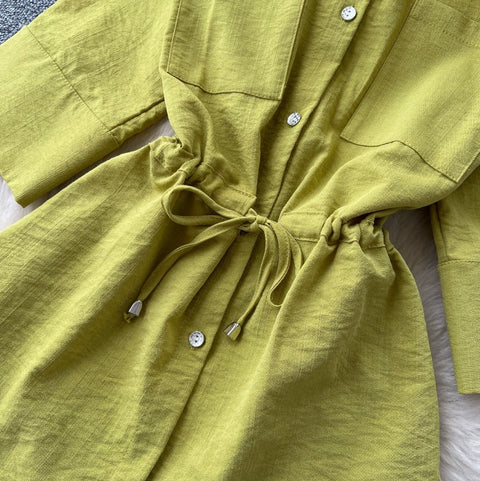 Drawstring Shirt & Wide-leg Trousers 2Pcs