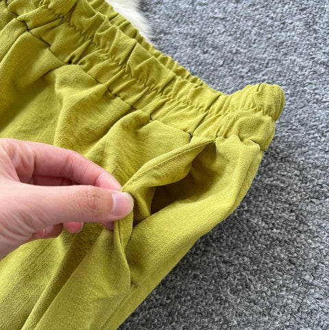 Drawstring Shirt & Wide-leg Trousers 2Pcs
