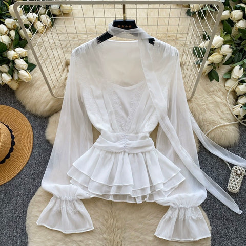 Sweetie V-neck Lace Patchwork Top