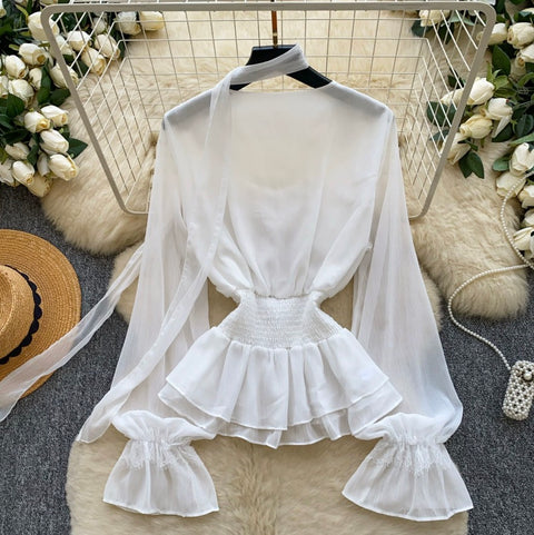 Sweetie V-neck Lace Patchwork Top