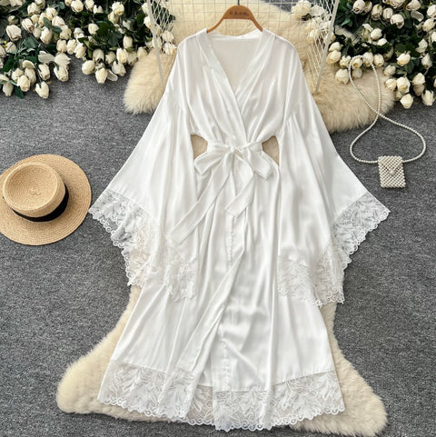 Lace-up Satin Patchwork Nightdress