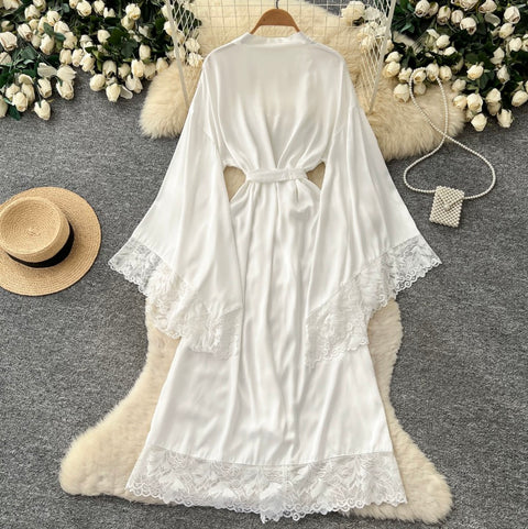 Lace-up Satin Patchwork Nightdress