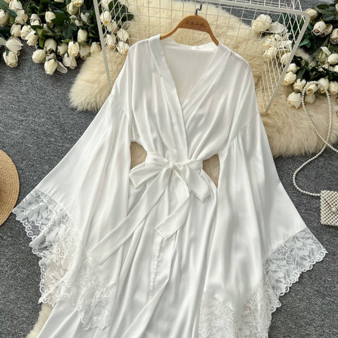 Lace-up Satin Patchwork Nightdress