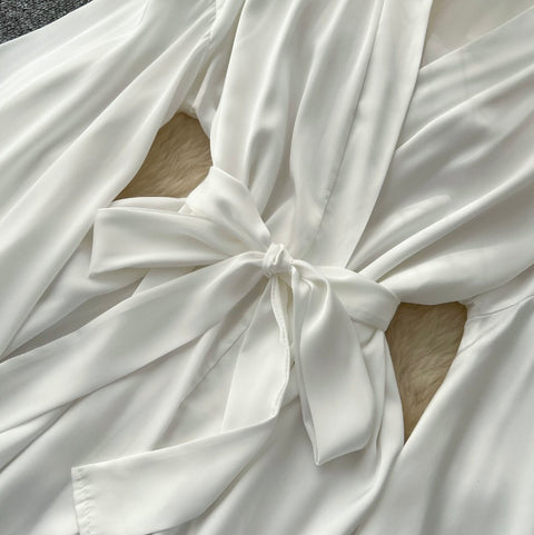 Lace-up Satin Patchwork Nightdress