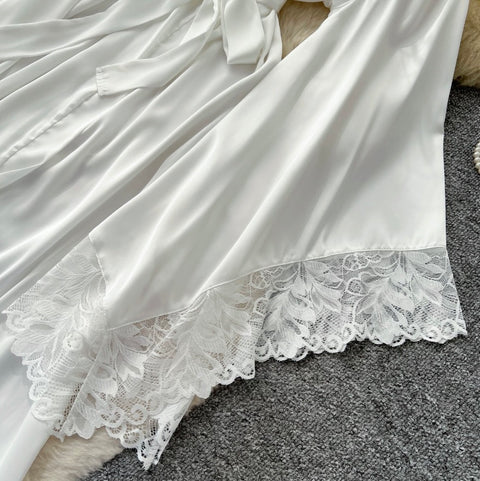 Lace-up Satin Patchwork Nightdress