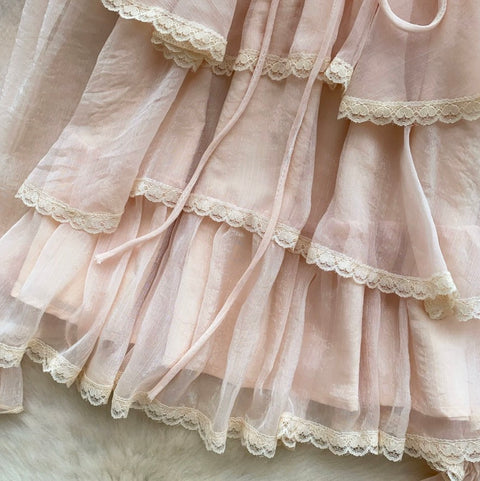 Sweetie Lace Trim Ruffled Top